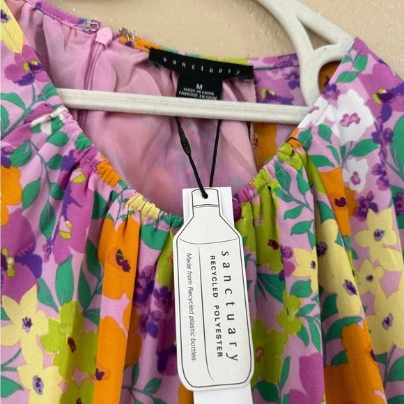 NWT Sanctuary Long-Sleeve Cut-Out Dress in Fresh Garden Size Medium - Picture 9 of 10